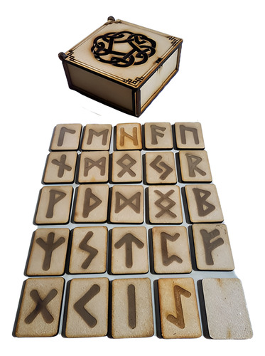 Set 25 Runas Vikingas Talisman Rustica+ Cajita De Regalo