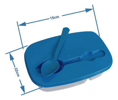 Recipiente Hermético Con Cuchara 2 Divisiones 1400ml