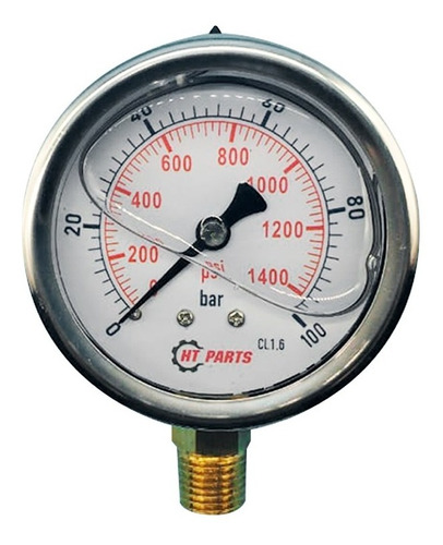 Manômetro De Pressão 0 A 100 Bar / 0 A 1400psi Com Glicerina