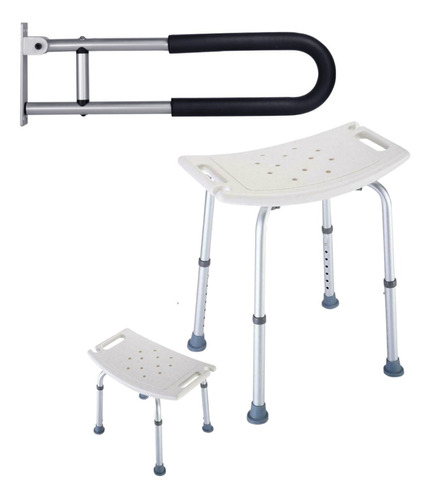 Silla Baño Soporte Ducha 130 Kg + Barra Seguridad Antidesliz