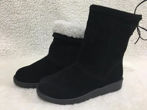 Bota Tipo Ugg Feminina Forrada Pelo L inverno Couro Legitimo