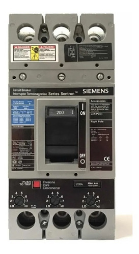 Interruptor Termomagnetico 3p 200a Siemens Sentron Fxd63b200