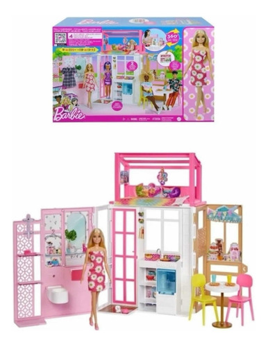 Casa Amueblada Barbie Con Muñeca Y Accesorios