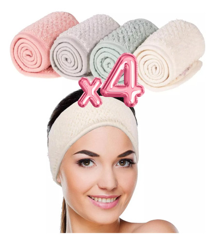 4 Cuidado Facial Banda Skincare Diadema Cabello Ajustable F