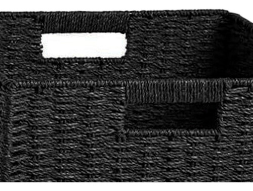 Cesta De Almacenamiento Tejida Plegable, Negro 2 Piezas