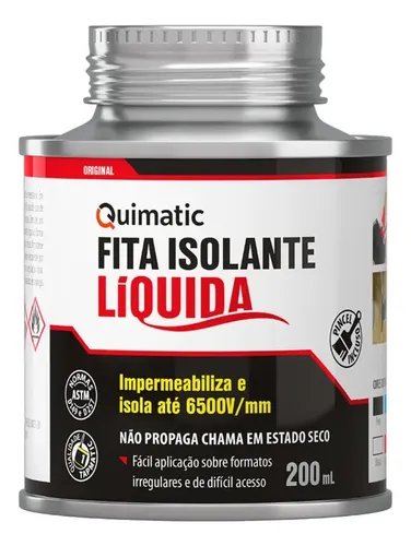 Fita Isolante Líquida Quimatic De 200ml Para Isolar Até 6500v Na Cor Preta Preto