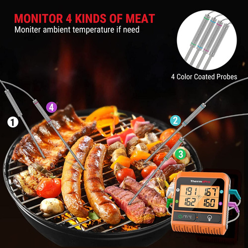 Imagen 5 de 7 de Termometro Inalambrico Thermopro Tp829 4 Sondas Cocina Carne