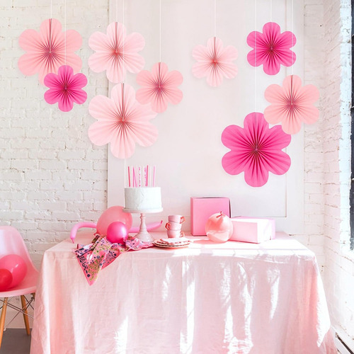 Set De Flores En Forma De Abanico De Papel Para Decoración