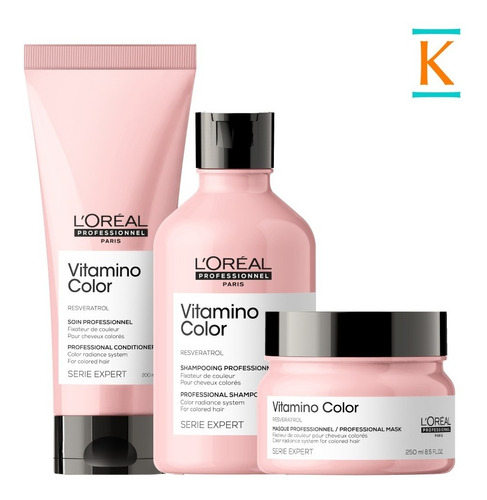 Loreal Kit Vitamino Color Shampoo + Acondicionador + Máscara