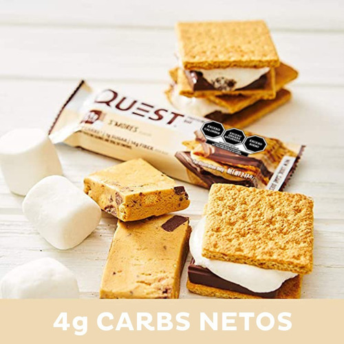 S'mores Quest Protein Bar, sabor biscoito/chocolate e marshmallow