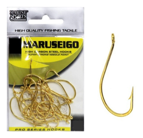 Kit C/10 Anzol De Pesca Marine Sports Maruseigo Gold N-28