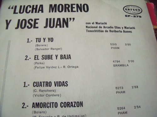 Ep Lucha Moreno Y Jose Juan, Tu Y Yo (Usado)