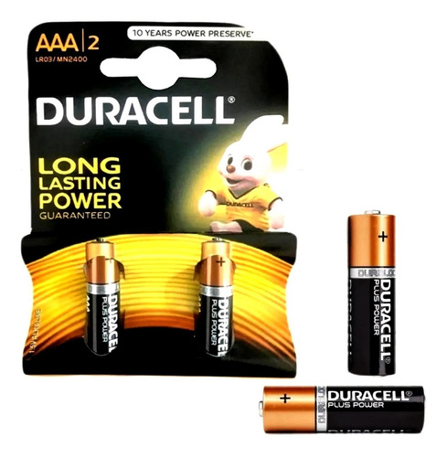Blister 2 Pilas Batería Alcalinas Duracell Plus Power Aaa