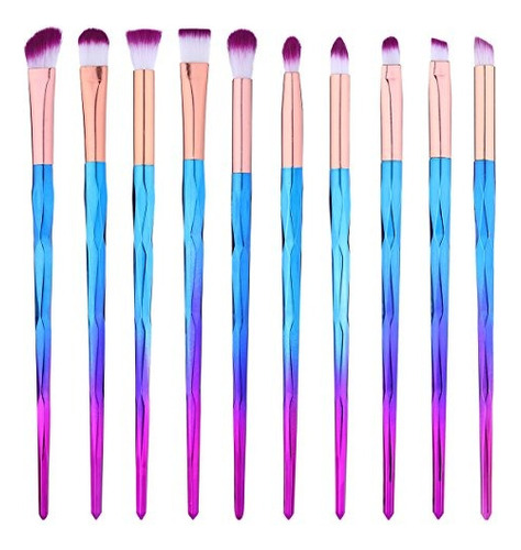 Set De Pinceles Para Ojos Unicorn 10pcs Pinceles De Maquilla