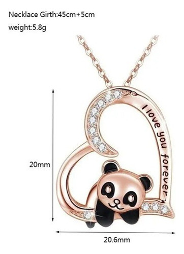 Collar De Oso Osito Panda Varios Modelos I Love You Oro Rosado
