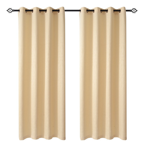 Set Cortinas Hogar 2 Paños 140x220 Cm Diseño Espiral Color Beige A9782