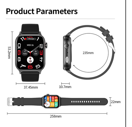 Reloj Smartwatch Mujer Hombre, Hancdon Kr86 1.95 Smart Watch, Notificación De Mensajes, Ios/android Smartwatches, Deportivo Salud, Lcd Fitness Bluetooth Color De La Caja Rosa