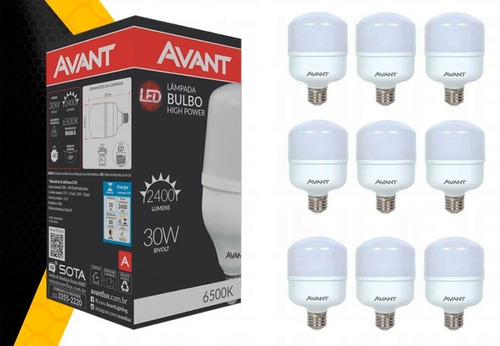 Kit 10 Lâmpada Led Bulbo 30w Alta Potência Branco Frio 6500k Cor da luz Branco-frio 110V/220V