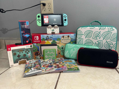 Nintendo Switch Edición Animal Crossing + Juegos Y Accesorio