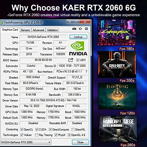 Tarjeta Grafica Geforce Rtx 2060 6gb Gdrr6 192-bit