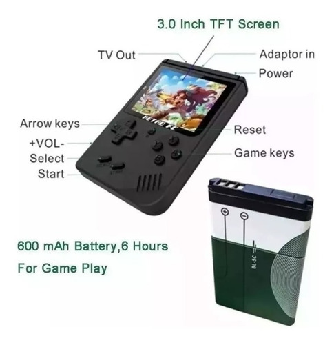Mini Consola Game Box Sup 400 Juegos Recargable Cable + Av
