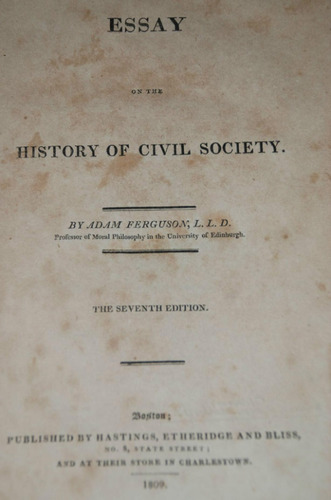 Adam Ferguson Historia Socieda Civil Filosofia Politica 1809