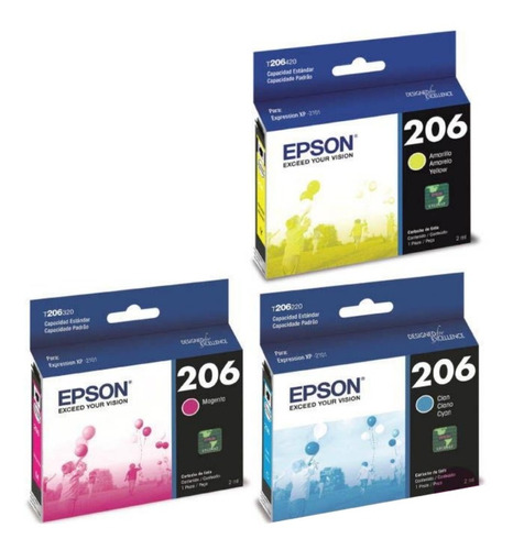 Cartucho Epson 206 Colores Original Impresora Inkjet