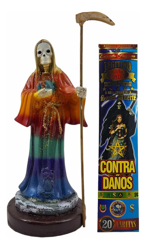 Figura En Resina Santa Muerte 7 Potencias Resina + Inciensos