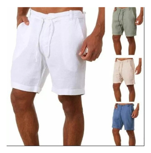 Pantalones Cortos De Lino Y Algodón Para Hombre