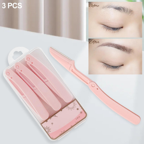 3 Peças Aparador De Sobrancelha Cor De Rosa Cor De Rosa