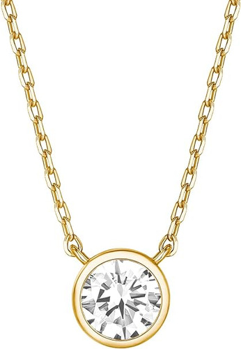 14k Gold Plated Cz Solitaire Necklace Elegant Bezel Pendant