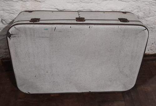 Antiguo Vintage Valija Viaje Sintetico Gris 65x43x18cm (Usado)
