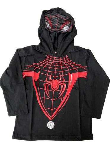 Remera Spiderman Tipo Disfraz Con Capucha Hombre Araña