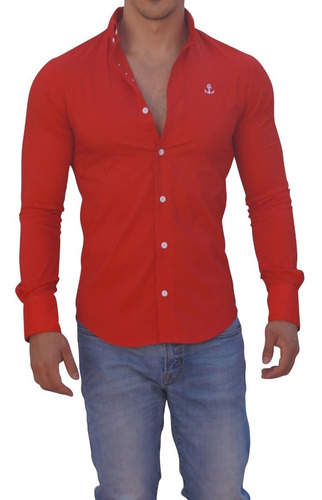 Camisas John Leopard Roja Super Slim Fit Envío Gratis