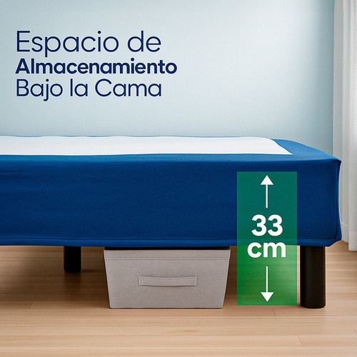 Base De Cama Metálica King Size Con Funda - Hokins Color Azul