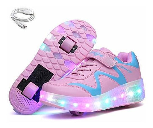 Ehauuo - Zapatos De Dos Ruedas Para Niños Con Luces, Patines