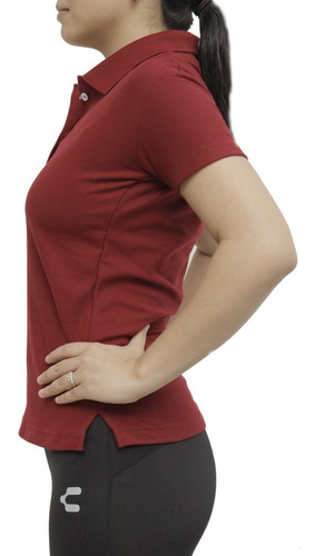 Imagen 2 de 3 de Playera Tipo Polo Color Vino Dama Algodón Peinado