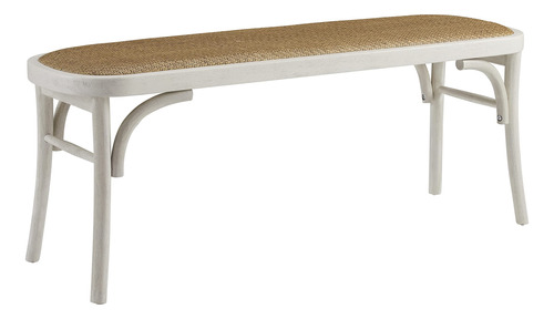 Linon Banco De Mimbre Tejido Natural Bentwood Blanco, Blanco