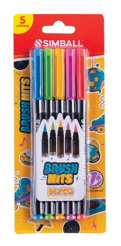 Marcadores Punta Pincel Brush Hits Disco 5 Colores Simball