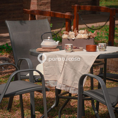 Juego De Jardin Sillas Sillones Mesa 5 Piezas Gris