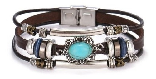 Pulsera Brazalete Vitage Hombre Cuero Estilo Bohemio