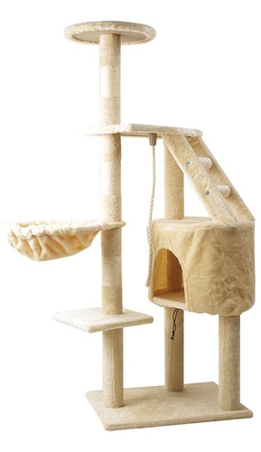 Árbol Rascador Para Gato Mueble Torre Con Casa Hamaca 118cm
