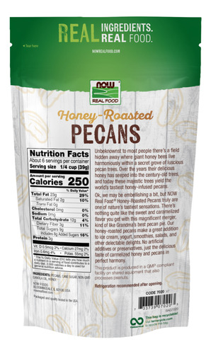 Now Foods, Real Food, Pacanas Tostadas Con Miel 8 Oz (227 G)