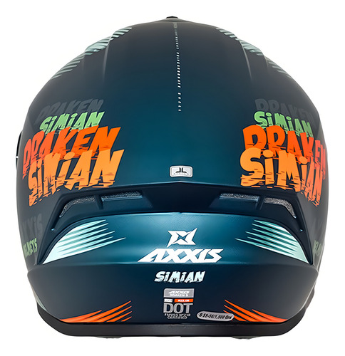 Casco para moto modular Axxis Draken verde y naranja simian talla L