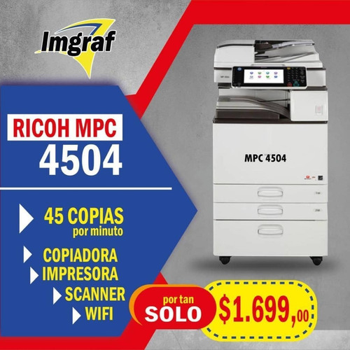 Imagen 1 de 10 de Copiadora Ricoh Mpc 4504 Wifi Full Color Super A3 Oferta