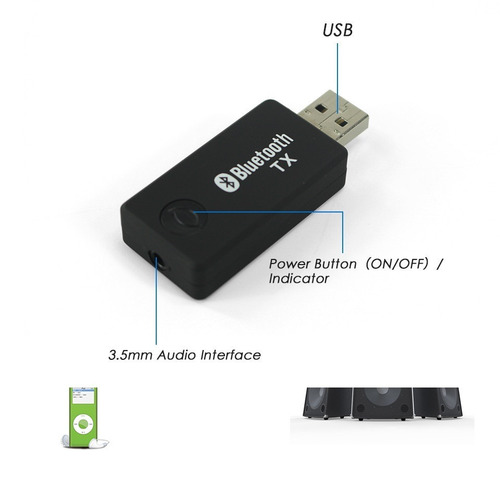 Transmissor Bluetooth Audio Stereo Plugue P2 3.5 Mm Rca Av
