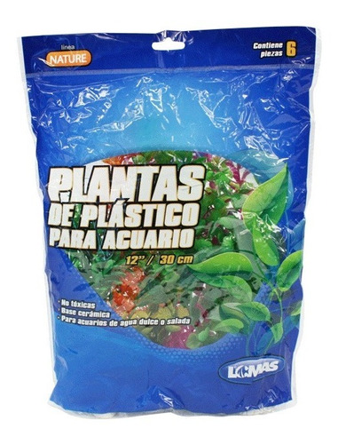 6 Plantas Plástico Decoración Acuario 30cm Surtidas Lomas