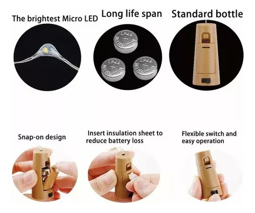 3pzs Kit Decorativo Centro De Mesa Fiesta Botella Luz Led