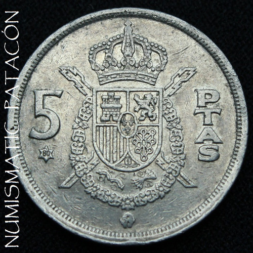 Moneda España 5 Pesetas 1975 Estrella 1980 - Km 807