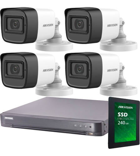 Kit 4 Camaras Seguridad Hikvision Con Audio !! 1080p 2mp M3k